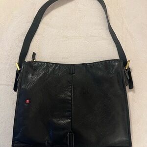 💚Bally Switzerland Black Leather Men's Shoulder Bag - Classic Everyday Carry🩷